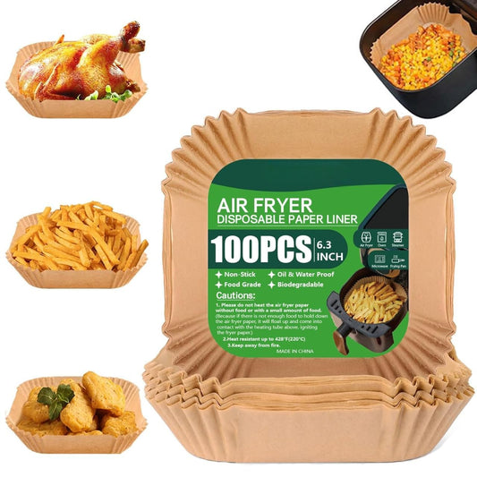 Air Fryer Paper Sheets 100 Pcs ( 8 Inch Square )