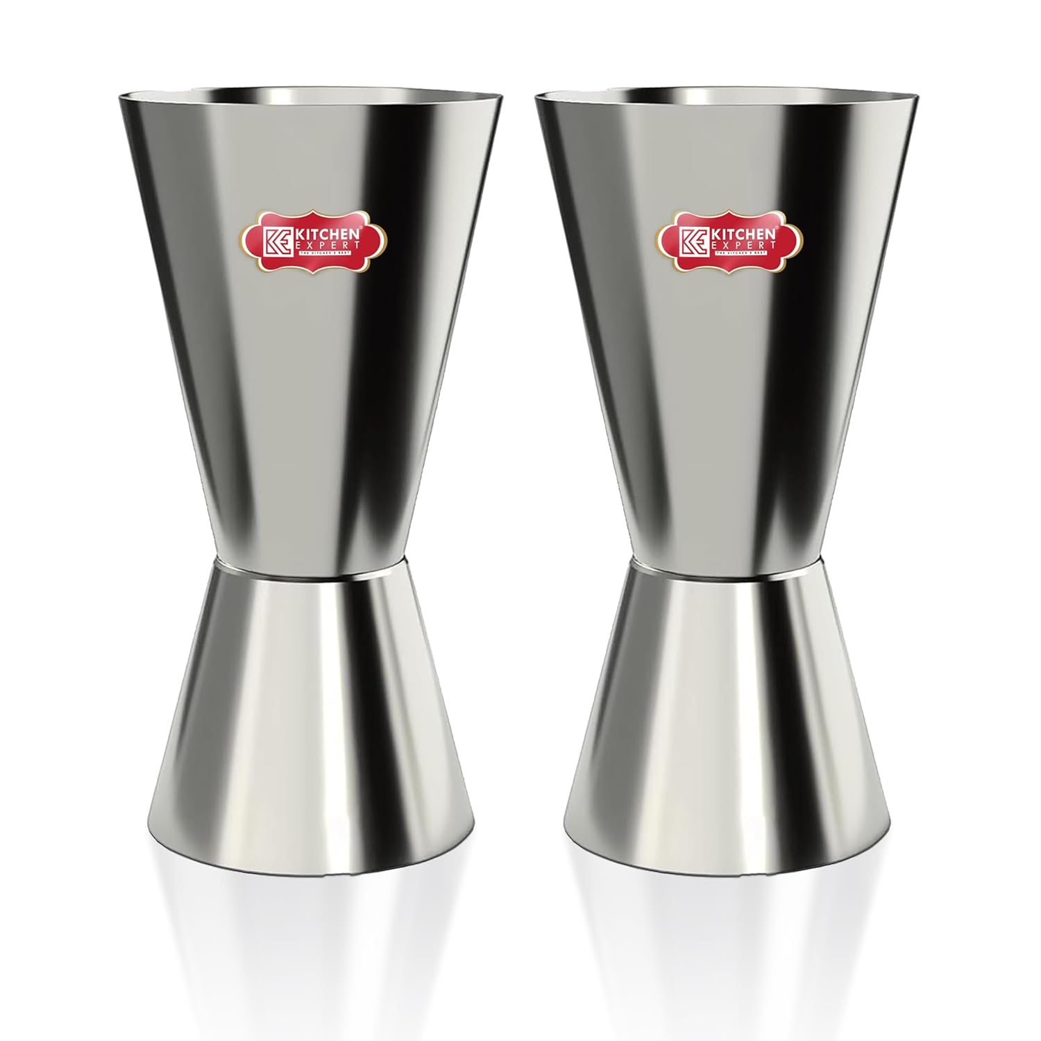 Kitchen Expert Tall Peg Measure | 2Pc | Stainless Steel | Cocktail Jigger 30 & 60 ml | Double Sided Drink Measurement | Tool for Bar, Home, Party
