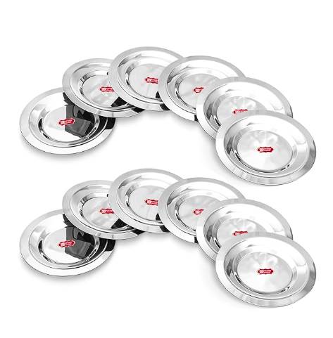Stainless Steel Glass Lid Set | Set of 12 | Small Lid Covers | Cup Mugs Lids
