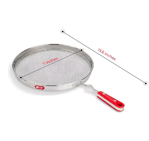 Kitchen Expert - Phulka grill For Gas Stove | Jali For Kitchen Cooking | Papad/Brinjal Roaster | Roti Grill With Handle | Steel Mesh Griller | Medium