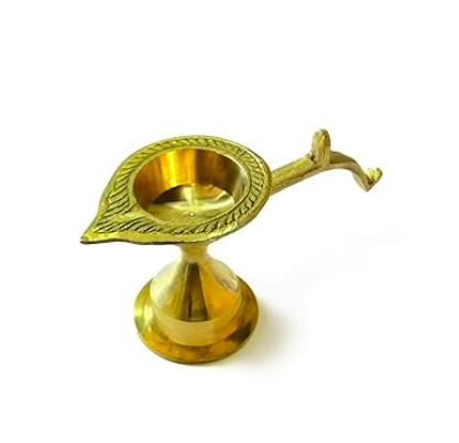 Brass Aarti Diya/Deepak, 7 Batti & 1 Big Batti Aarti, Gold