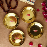 Kitchen Expert Small Brass Plate | 11cm | Pooja Thali | Ideal for Puja/Prasad/Dia | for Mandir Use | Handcrafted Dia Plate | Brass Pooja Plate