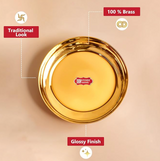 Kitchen Expert Small Brass Plate | 11cm | Pooja Thali | Ideal for Puja/Prasad/Dia | for Mandir Use | Handcrafted Dia Plate | Brass Pooja Plate