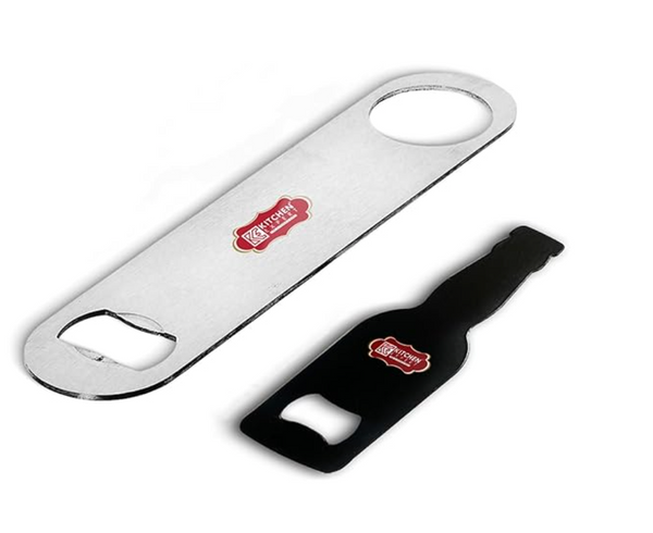 Kitchen Expert - Steel Bottle Opener of 2 Shapes | Set of 2 | Bottle Shape & Long Cap Opener | Bar Tools | Soda Opener | Bottel Accessories