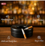 Black Ash Tray with Lid