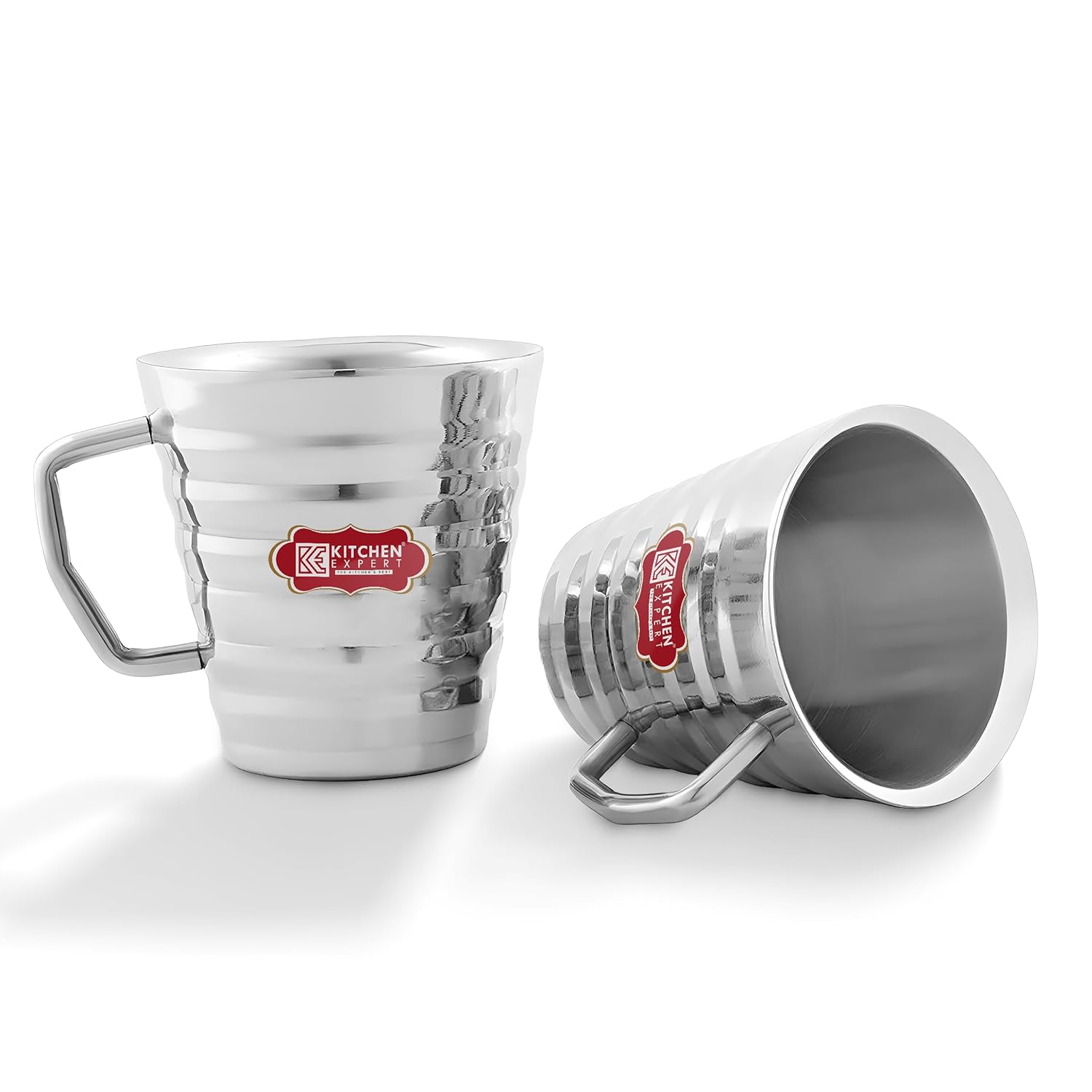 Kitchen Expert Stainless Steel Mug | Set of 2 | Double Insulated Wall Tea, Coffee & Milk Cups | Microwave & Dishwasher Safe | 200ML | Ideal for Daily Use & Gifting