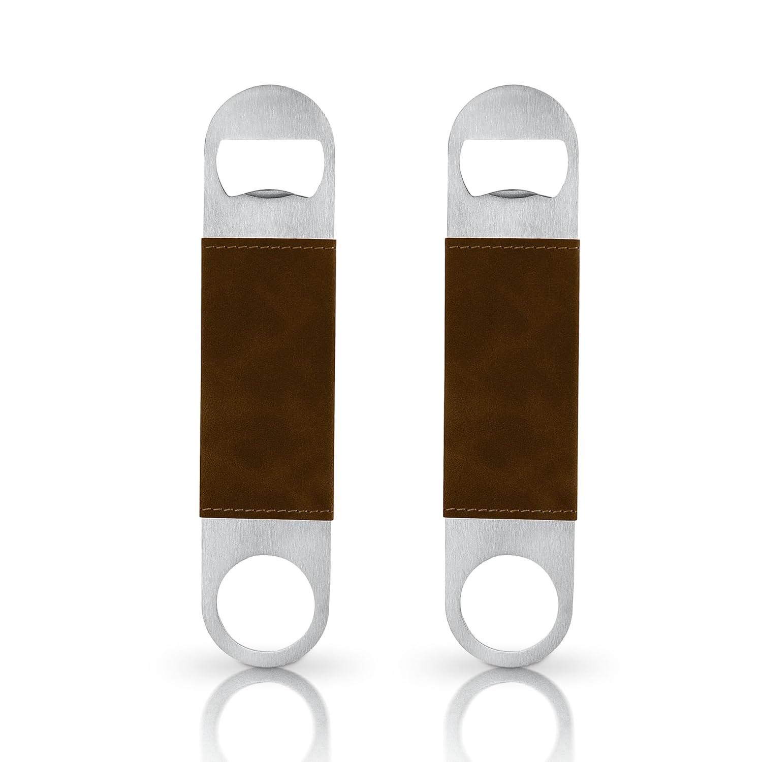 Kitchen Expert Leather Bottle Opener | Steel Bottle Opener | Set of 2 | Fancy Opener | Bar Tool | Cocktail Bottle Accessories