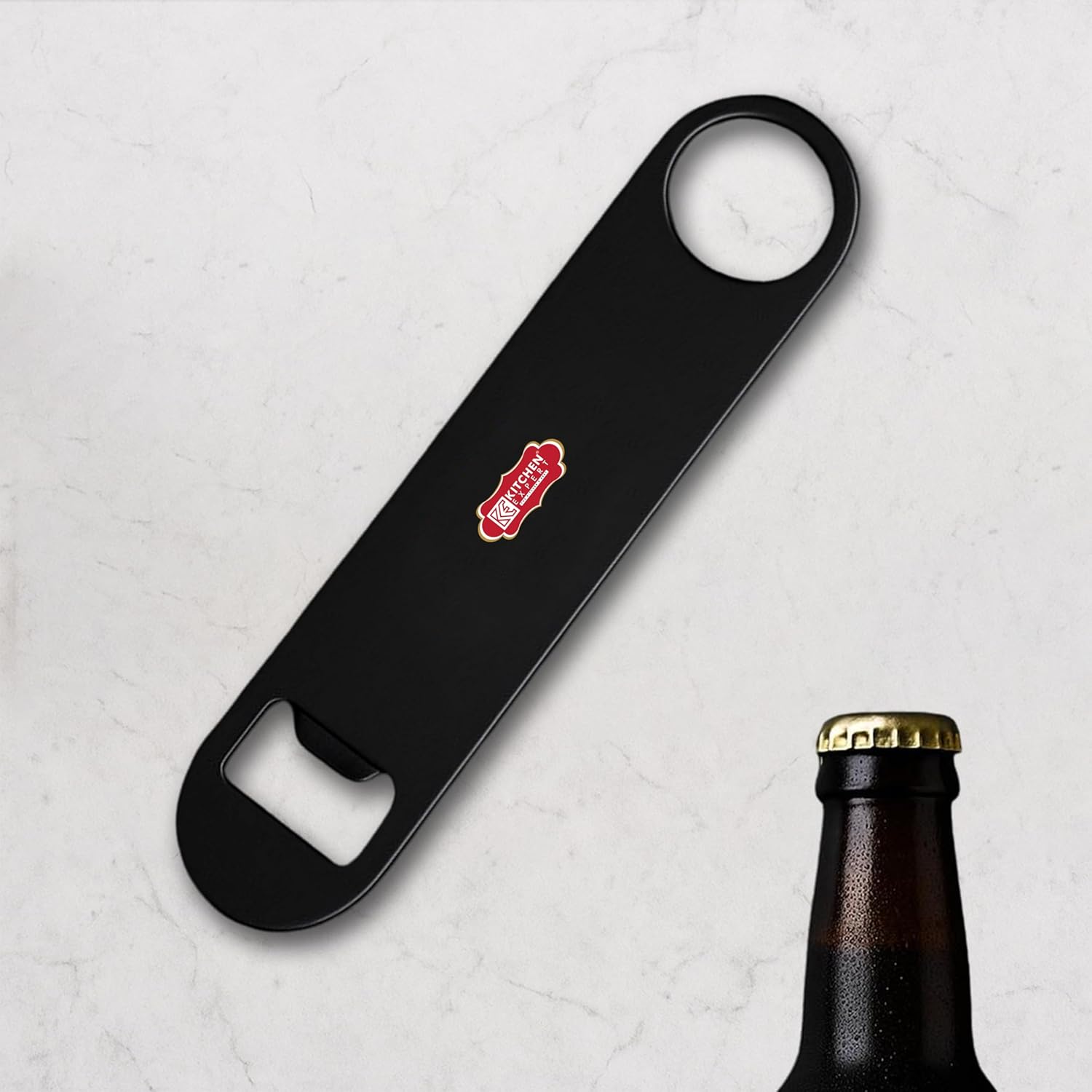 Kitchen Expert - Stainless Steel Bottle Opener |1Pc | Matte Black | Fancy Opener | Bar Tool | Ideal for Home/Restaurant/Bar | Cocktail Bottle Accessories | Beer/Soda Opener